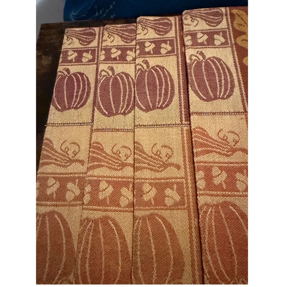 Harvest Tapestry Placemats Set of 4 Fall Pumpkin Leaf Acorn Thanksgiving Decor